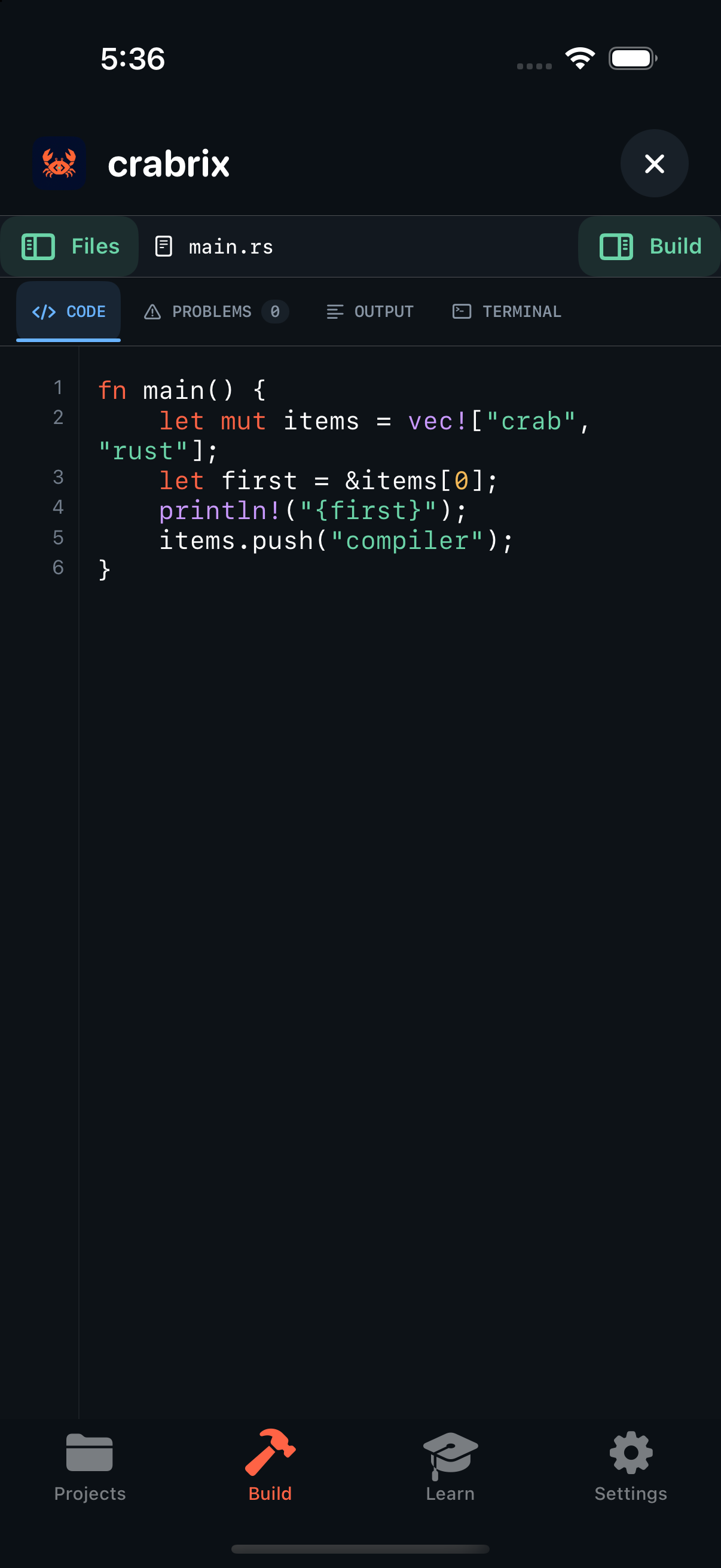 Build workspace