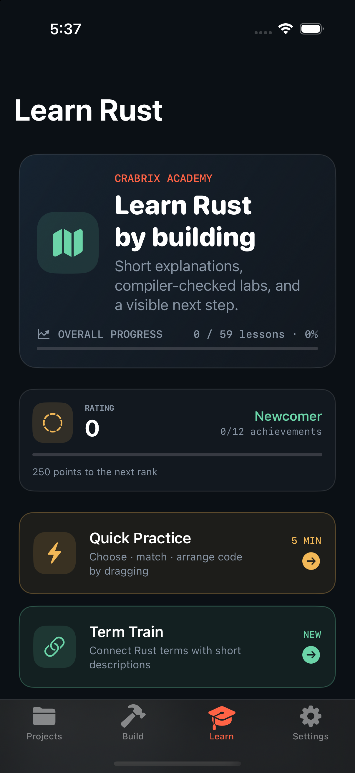 Learn tab