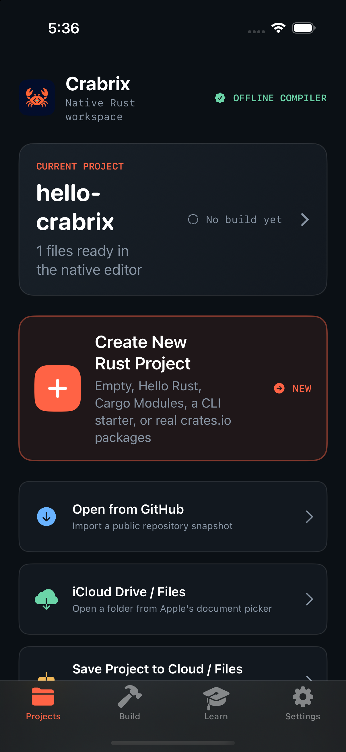 Projects dashboard